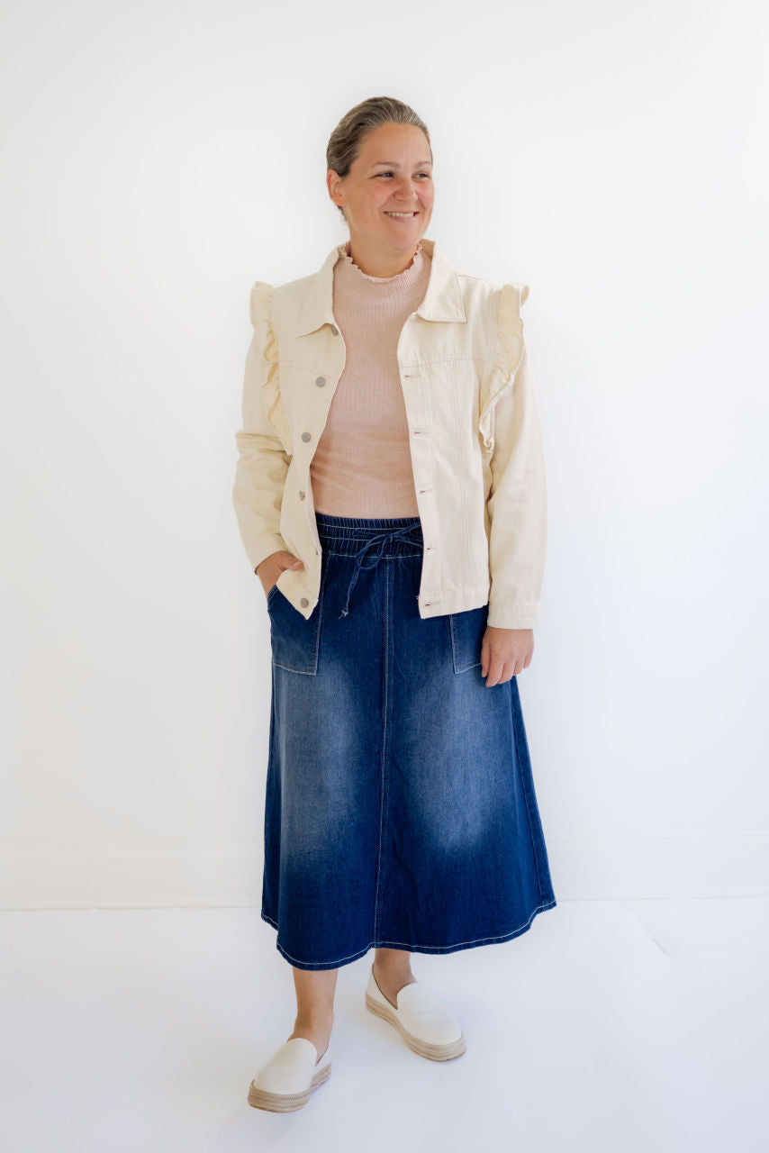 Larkin Patch Pocket Denim Skirt - Larkin Patch Pocket Denim Skirt - S - Salt and Honey