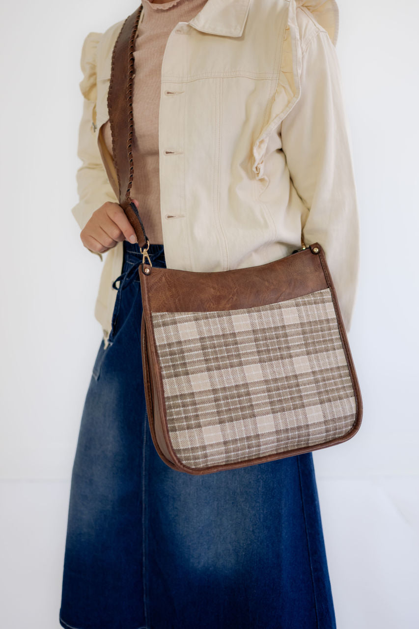 Plaid Crossbody Purse in Beige - Plaid Crossbody Purse in Beige - Default Title - Salt and Honey