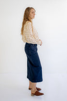 Margaret Denim Midi Skirt in Dark Wash - Womens - Bottoms - Skirts