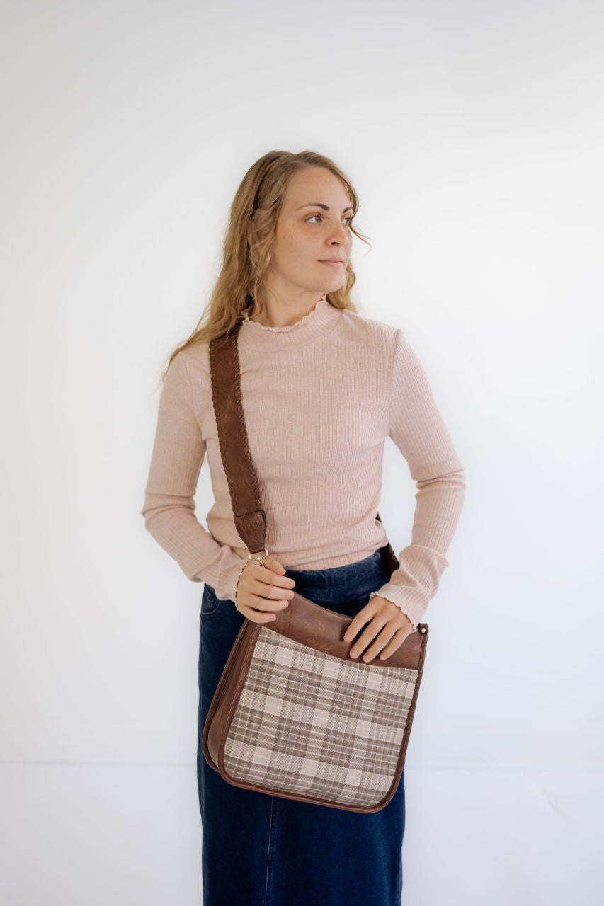 Plaid Crossbody Purse in Beige - Plaid Crossbody Purse in Beige - Default Title - Salt and Honey