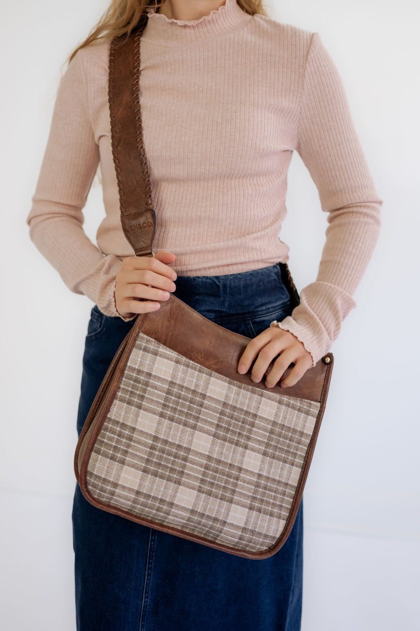 Plaid Crossbody Purse in Beige - Plaid Crossbody Purse in Beige - Default Title - Salt and Honey