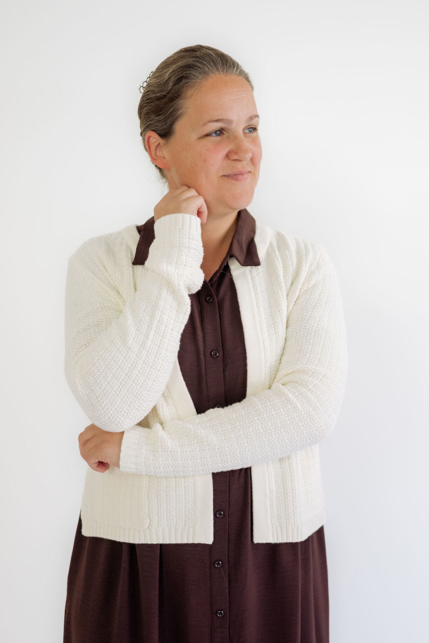 Augustine Textured Cardigan Creamy White - Augustine Textured Cardigan Creamy White - S - Salt and Honey