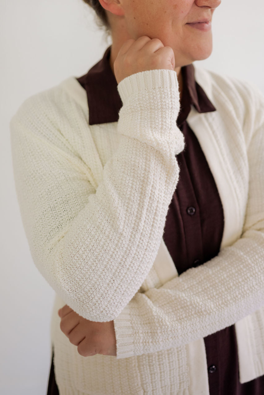 Augustine Textured Cardigan Creamy White - Augustine Textured Cardigan Creamy White - S - Salt and Honey
