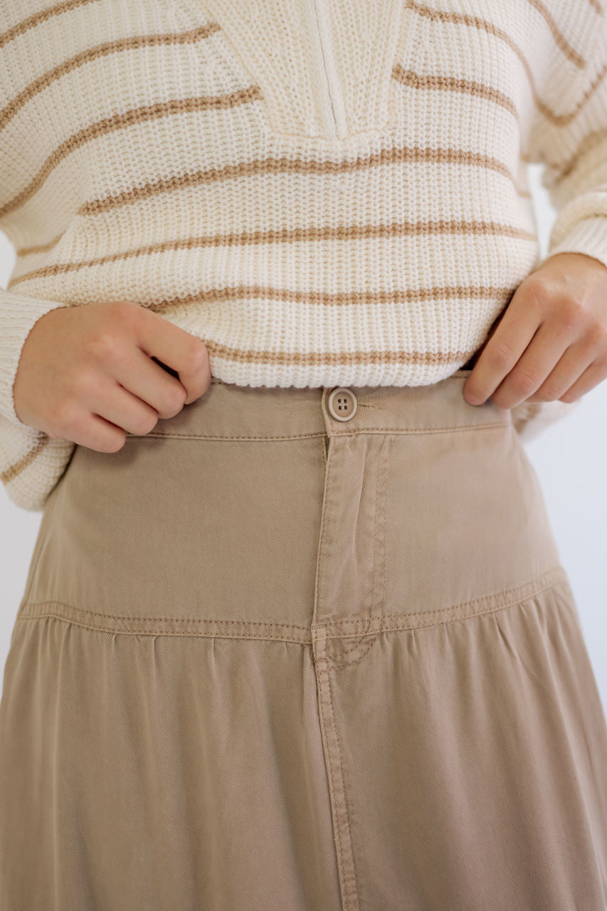 Johnston Tiered Tencel Maxi Skirt In Stone - FINAL SALE - Johnston Tiered Tencel Maxi Skirt In Stone - FINAL SALE - S - Salt and Honey