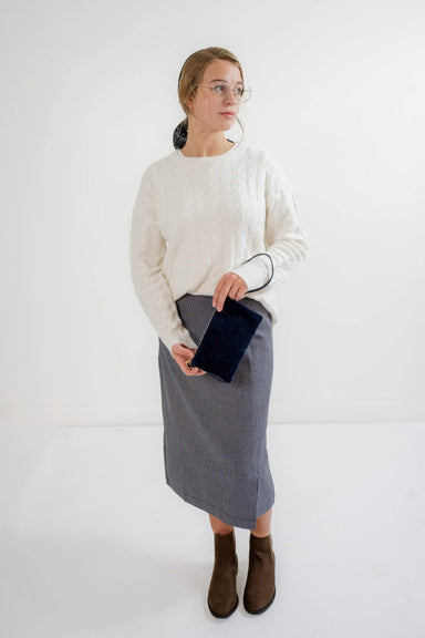 Kaia Gingham Midi Skirt in Navy - Kaia Gingham Midi Skirt in Navy - S - Salt and Honey