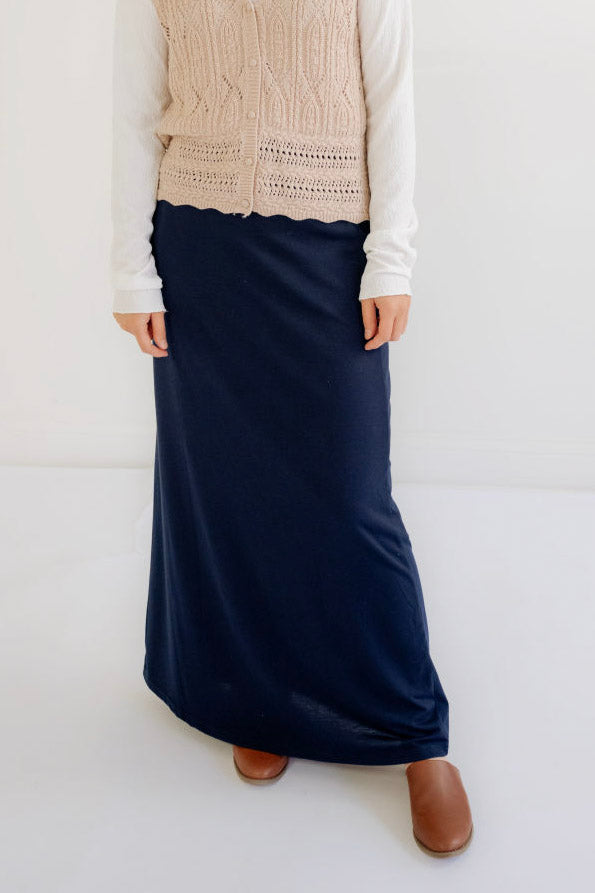 Clarise Knit Maxi Skirt in Navy - Clarise Knit Maxi Skirt in Navy - S - Salt and Honey