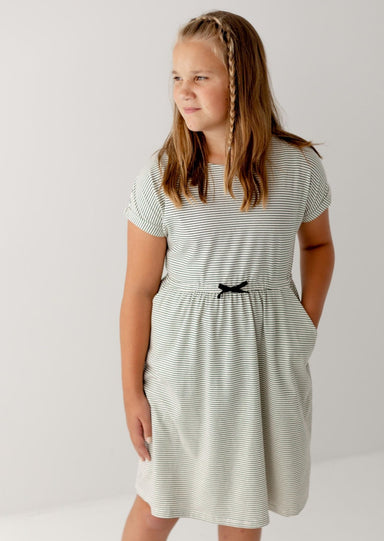 girls modest knit tie-waist dress