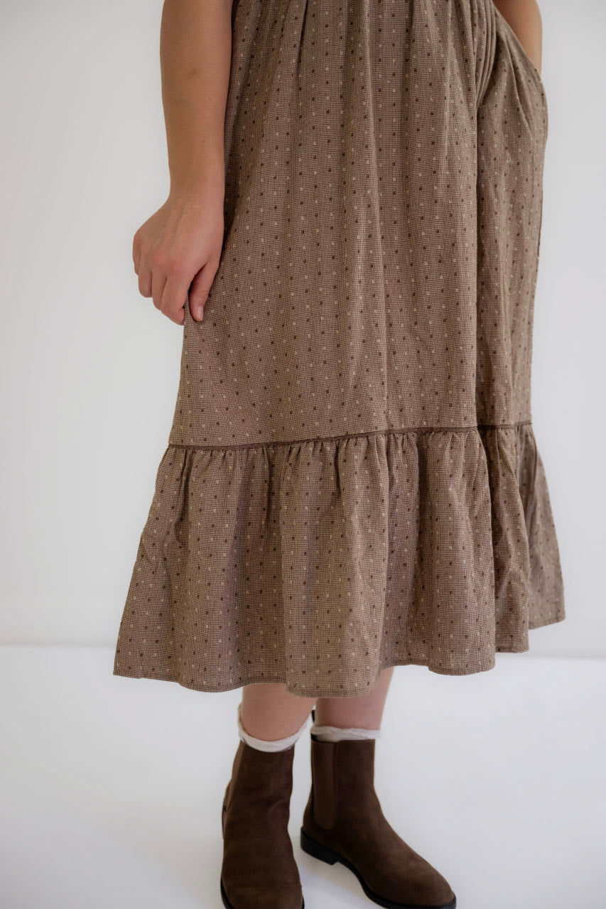 Wilson Houndstooth Dress in Chestnut - Wilson Houndstooth Dress in Chestnut - S - Salt and Honey