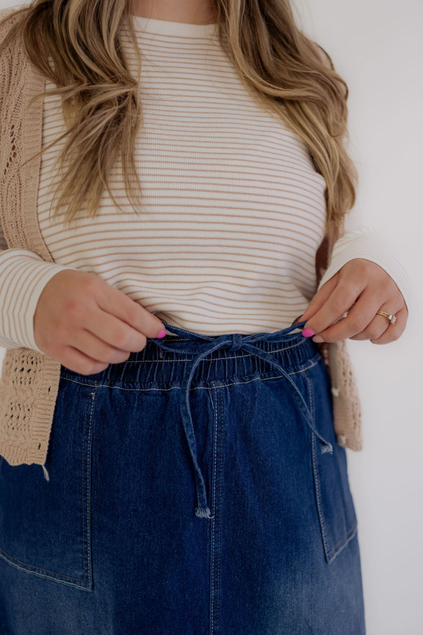 Larkin Patch Pocket Denim Skirt - Larkin Patch Pocket Denim Skirt - S - Salt and Honey