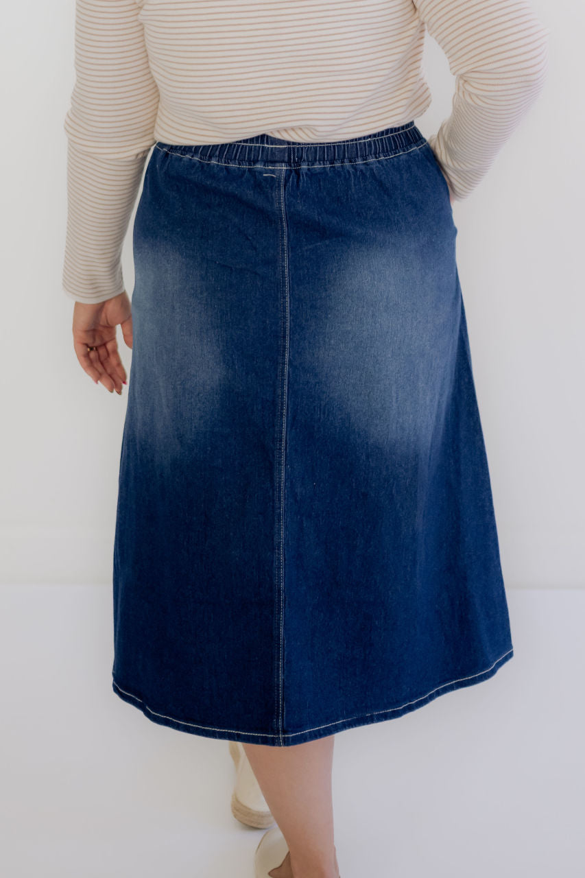 Larkin Patch Pocket Denim Skirt - Larkin Patch Pocket Denim Skirt - S - Salt and Honey