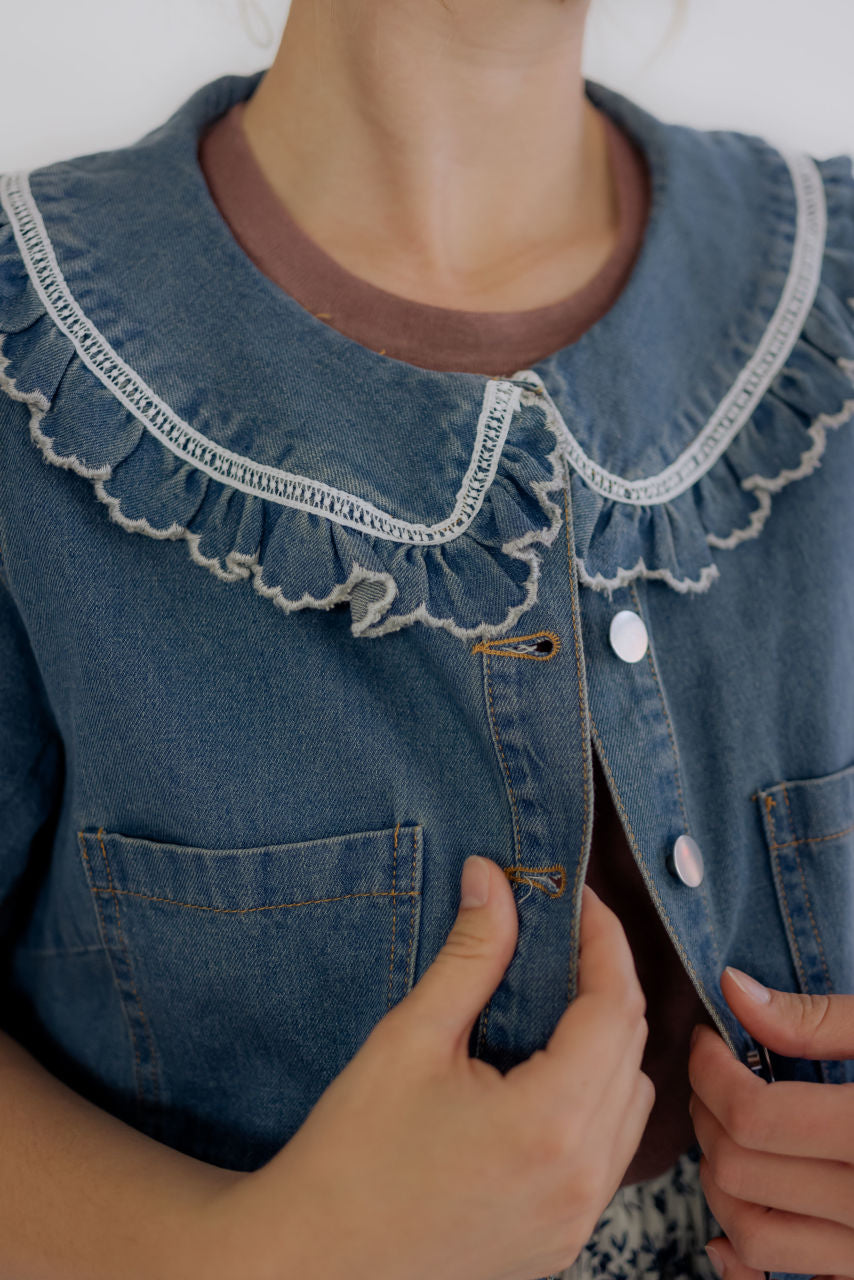 Jaymes Denim Peter Pan Collar Top - FINAL SALE - Jaymes Denim Peter Pan Collar Top - FINAL SALE - S - Salt and Honey