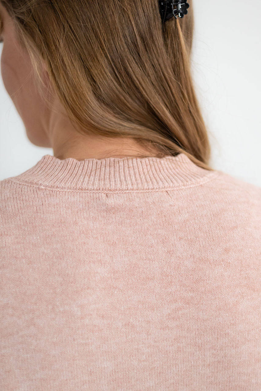 Anne Dainty Scalloped Sweater in Blush