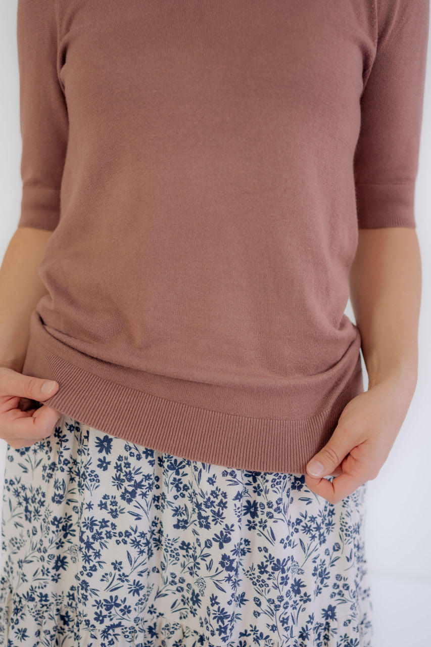 Maysen Knit Sweater Top in Marsala - Maysen Knit Sweater Top in Marsala - S - Salt and Honey