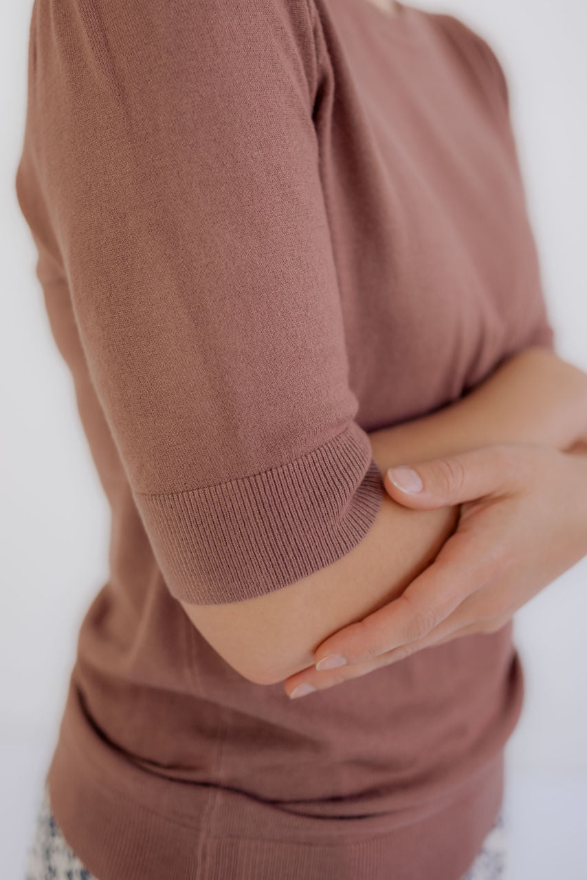 Maysen Knit Sweater Top in Marsala - Maysen Knit Sweater Top in Marsala - S - Salt and Honey