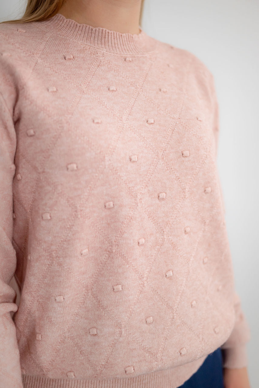 Anne Dainty Scalloped Sweater in Blush