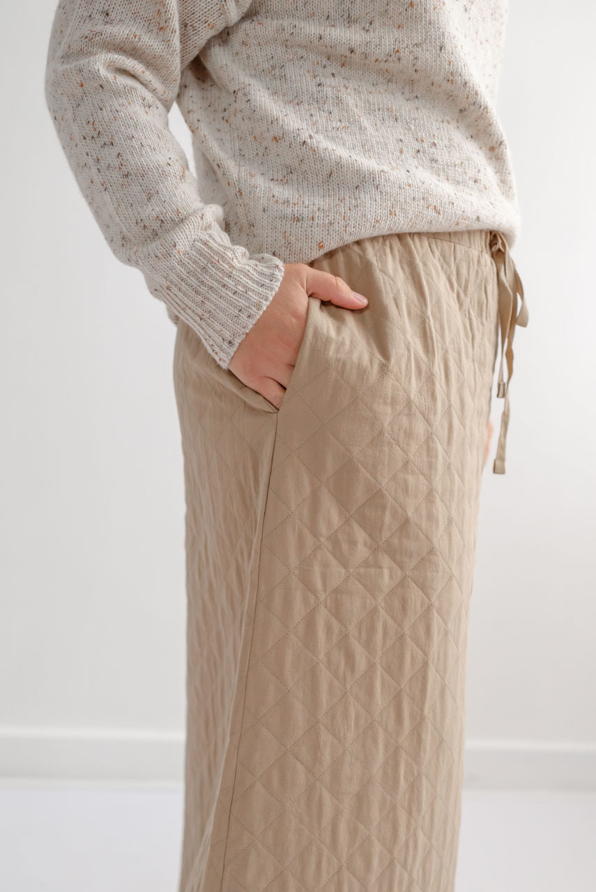 Nara Quilted Midi Skirt in Twig