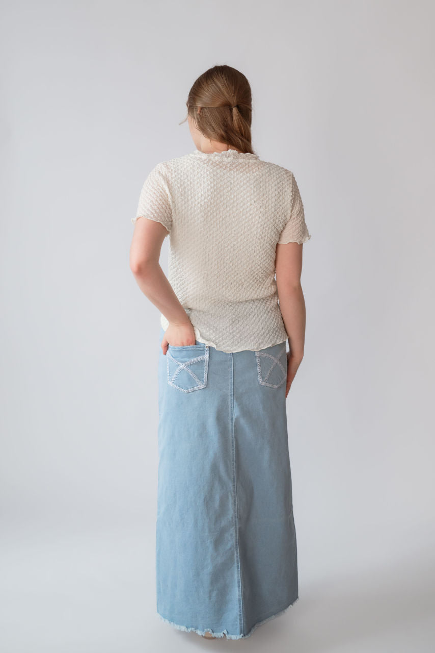 Amira Denim Maxi Skirt in Light Wash