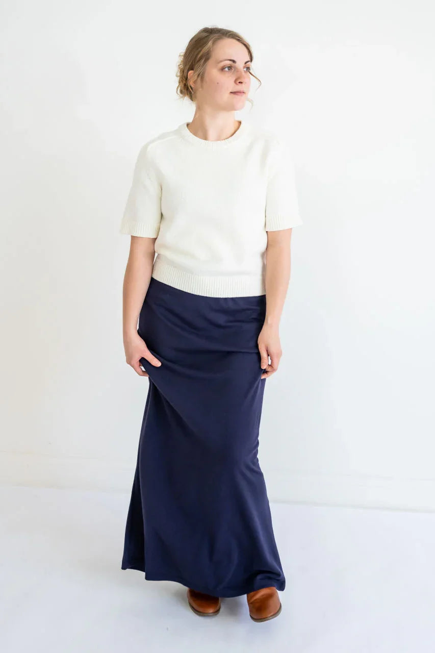 Loretta Knit Maxi Skirt in Navy - FINAL SALE - Loretta Knit Maxi Skirt in Navy - FINAL SALE - XS (36) - Salt and Honey