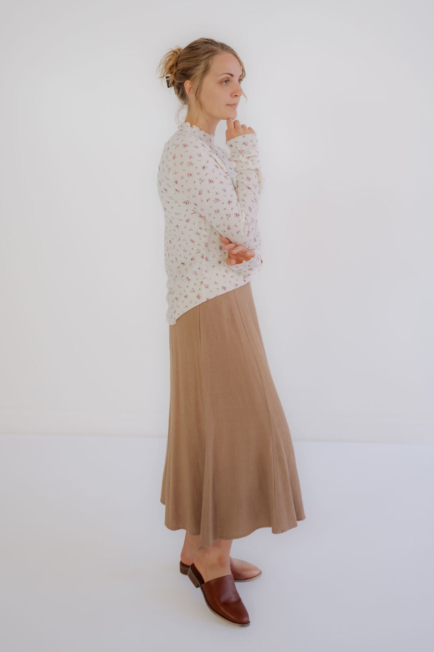 Teresa Linen Midi Skirt in Mocha - FINAL SALE - Teresa Linen Midi Skirt in Mocha - FINAL SALE - S - Salt and Honey