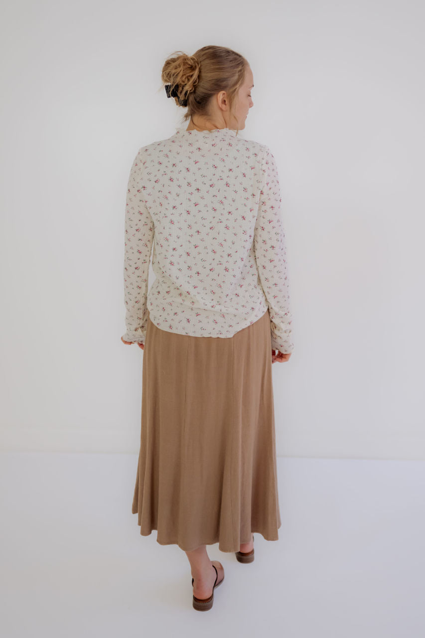 Teresa Linen Midi Skirt in Mocha - FINAL SALE - Teresa Linen Midi Skirt in Mocha - FINAL SALE - S - Salt and Honey