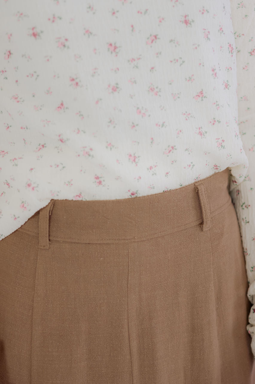 Teresa Linen Midi Skirt in Mocha - FINAL SALE - Teresa Linen Midi Skirt in Mocha - FINAL SALE - S - Salt and Honey