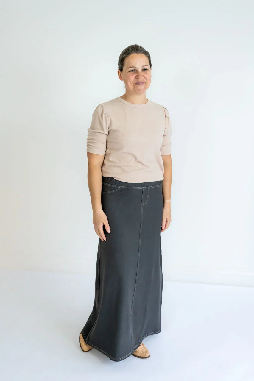 Caroline Knit Maxi Skirt in Gray - Caroline Knit Maxi Skirt in Gray - XS - Salt and Honey