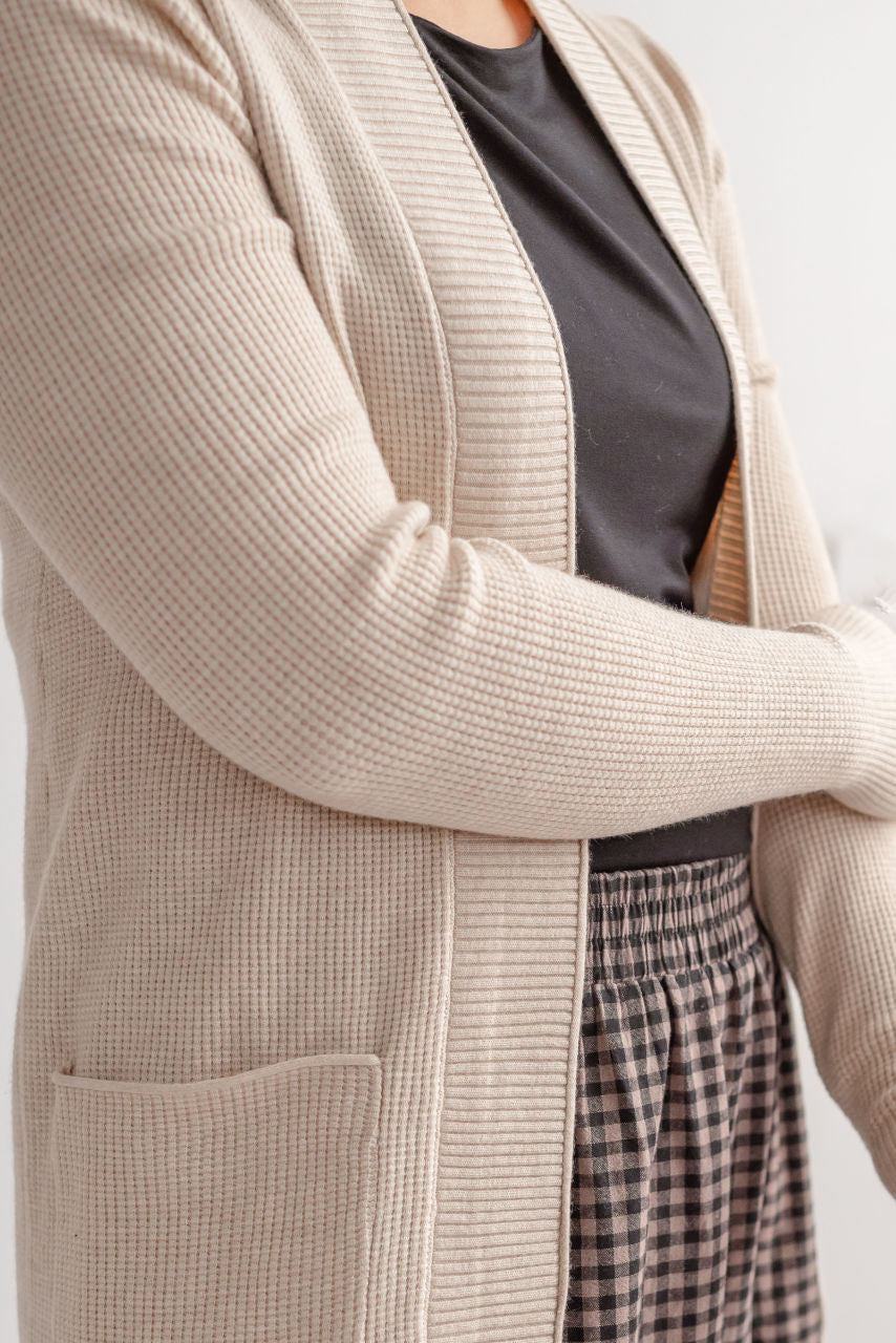 Holland Waffle Knit Cardigan Oatmeal