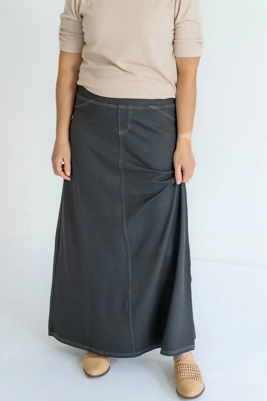 Caroline Knit Maxi Skirt in Gray - Caroline Knit Maxi Skirt in Gray - XS - Salt and Honey