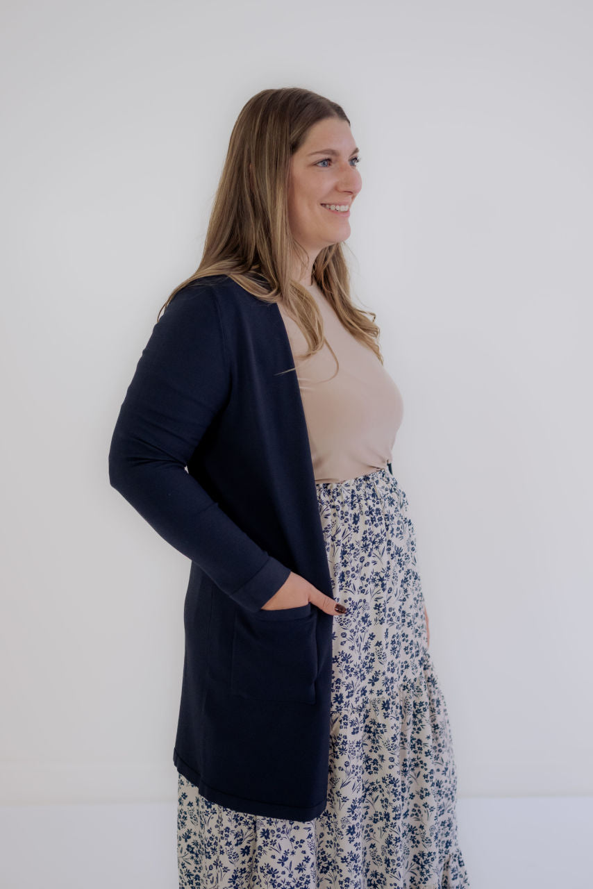 Cally Open Front Cardigan in Navy - Cally Open Front Cardigan in Navy - XS - Salt and Honey