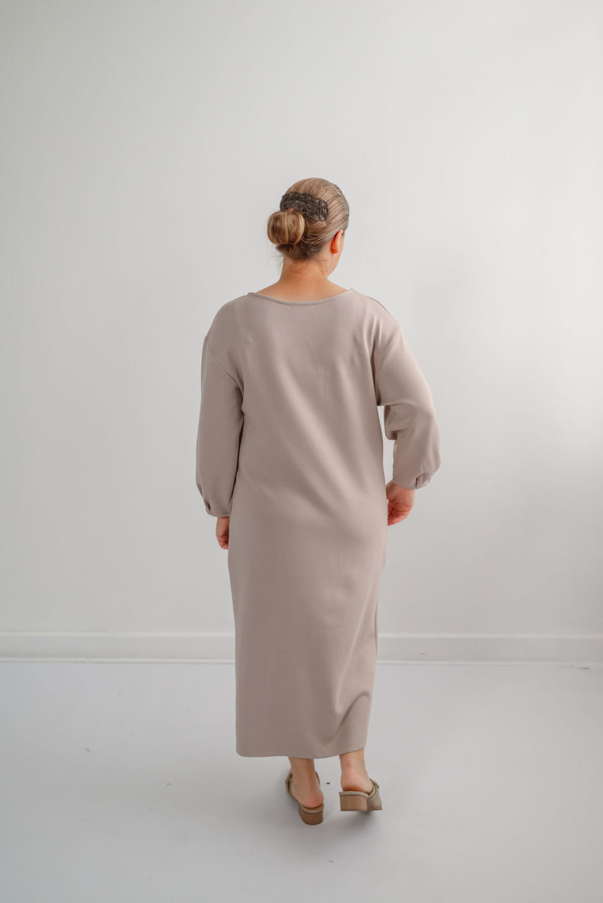 Samantha Knit Midi Dress in Latte