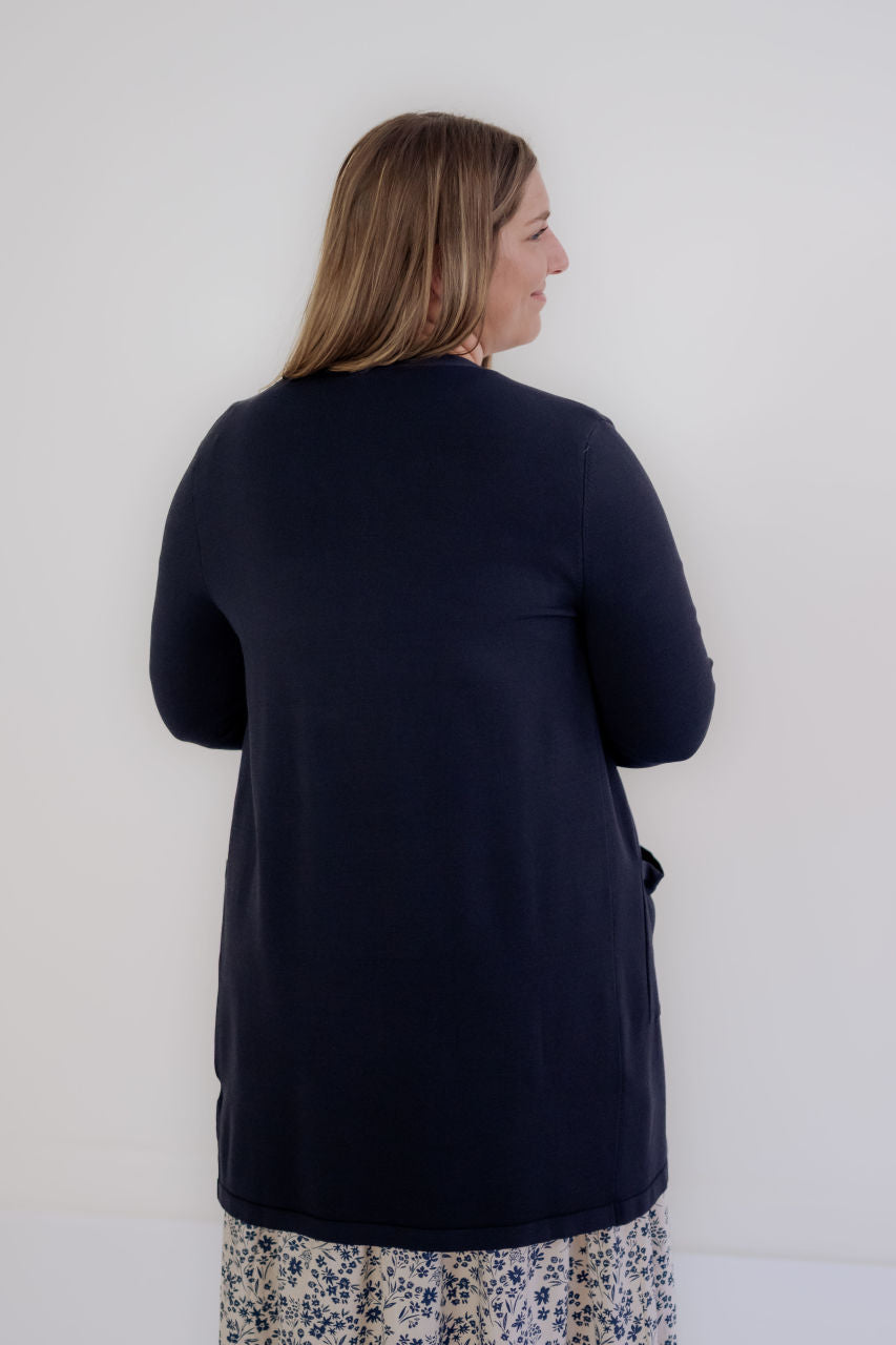 Cally Open Front Cardigan in Navy - Cally Open Front Cardigan in Navy - XS - Salt and Honey