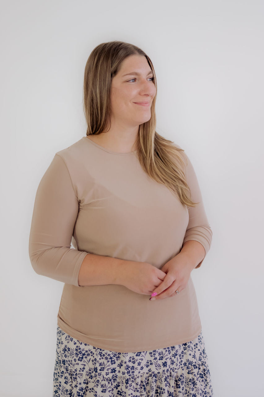 Faye 3/4 Sleeve Layering Top in Cream - Faye 3/4 Sleeve Layering Top in Cream - S - Salt and Honey