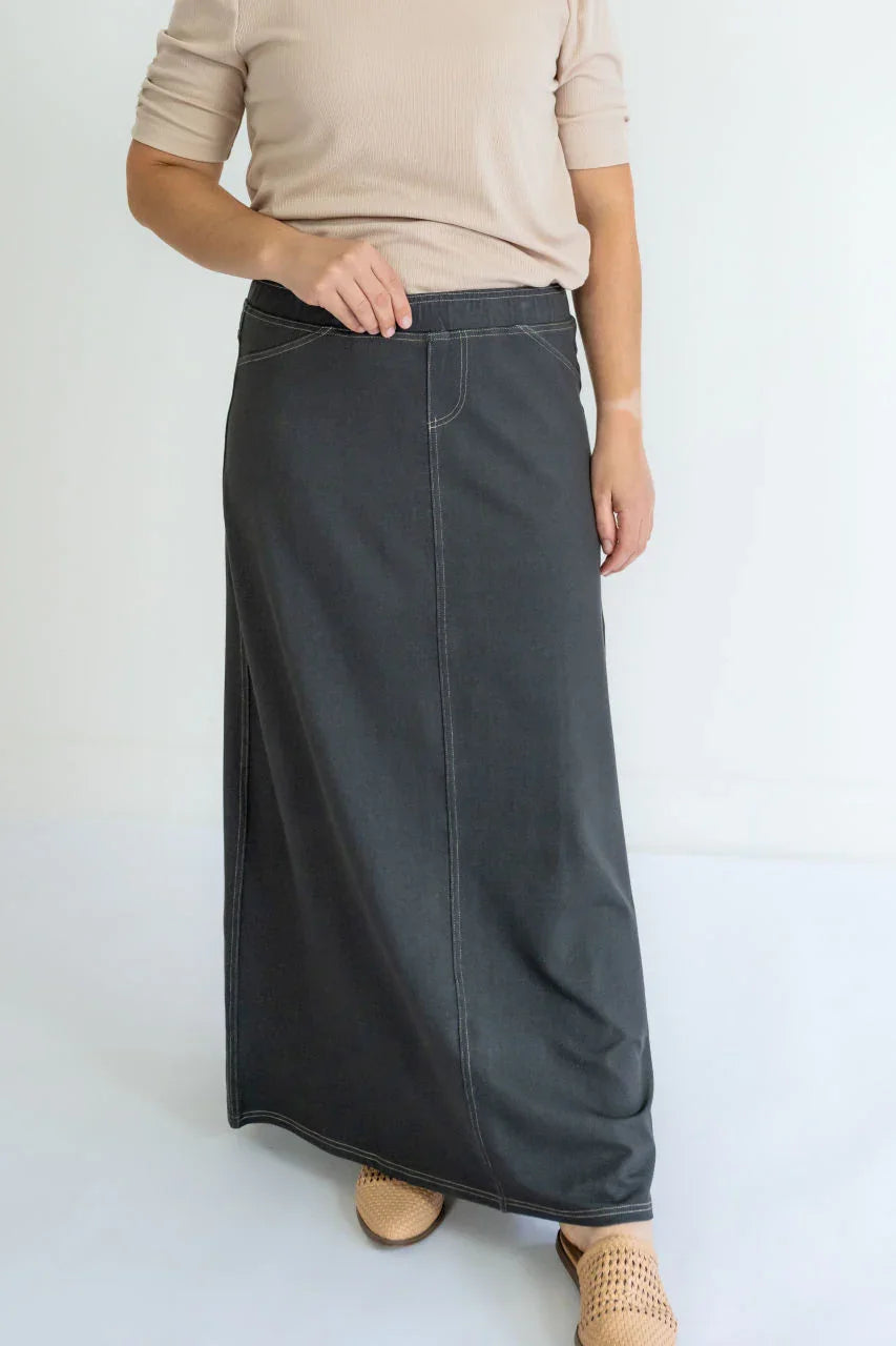 Caroline Knit Maxi Skirt in Gray - Caroline Knit Maxi Skirt in Gray - XS - Salt and Honey