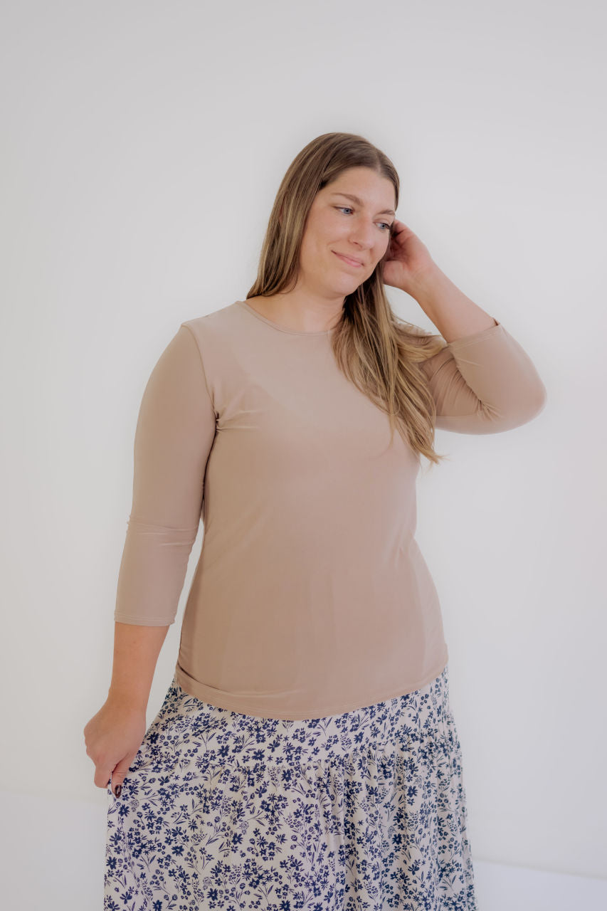 Faye 3/4 Sleeve Layering Top in Cream - Faye 3/4 Sleeve Layering Top in Cream - S - Salt and Honey