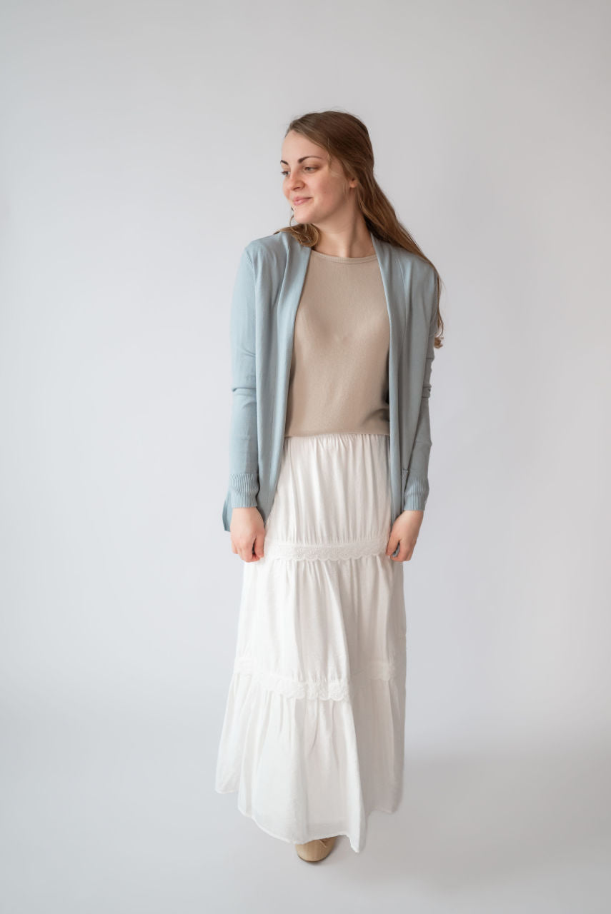 Kelsey Lace Trimmed Maxi Skirt in Ivory - FINAL SALE