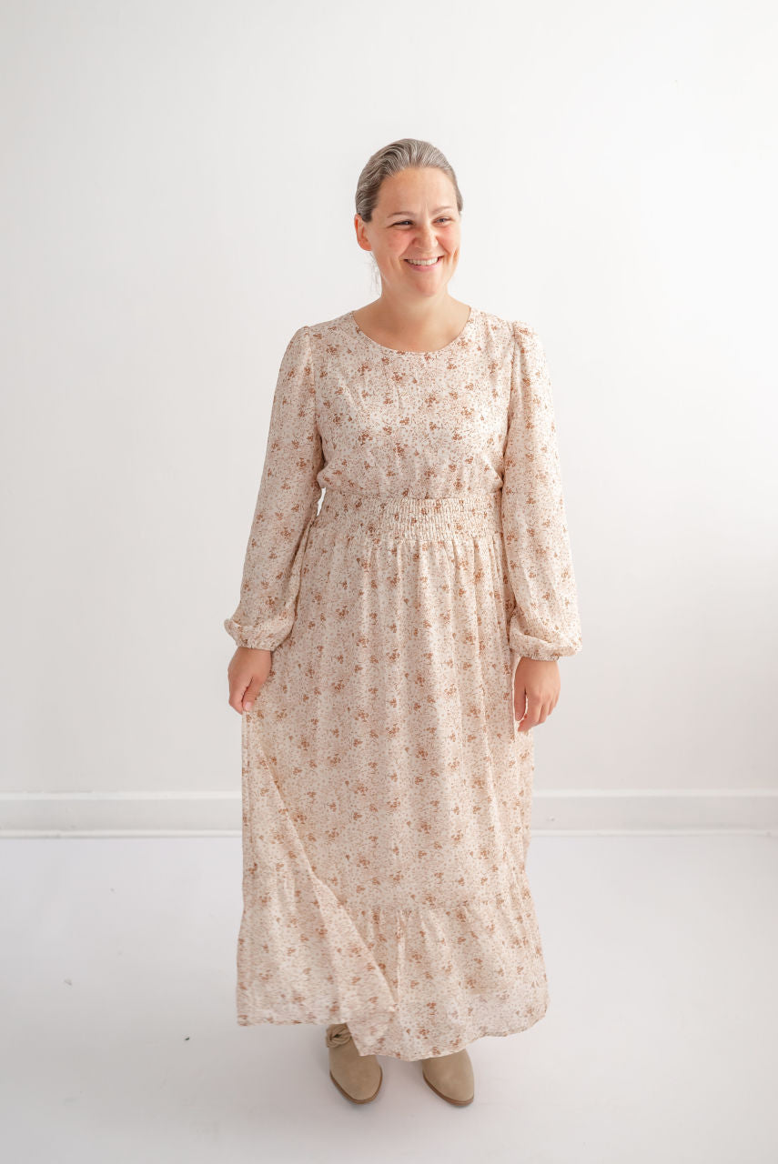 Cambridge Floral Maxi Dress in Hazelnut