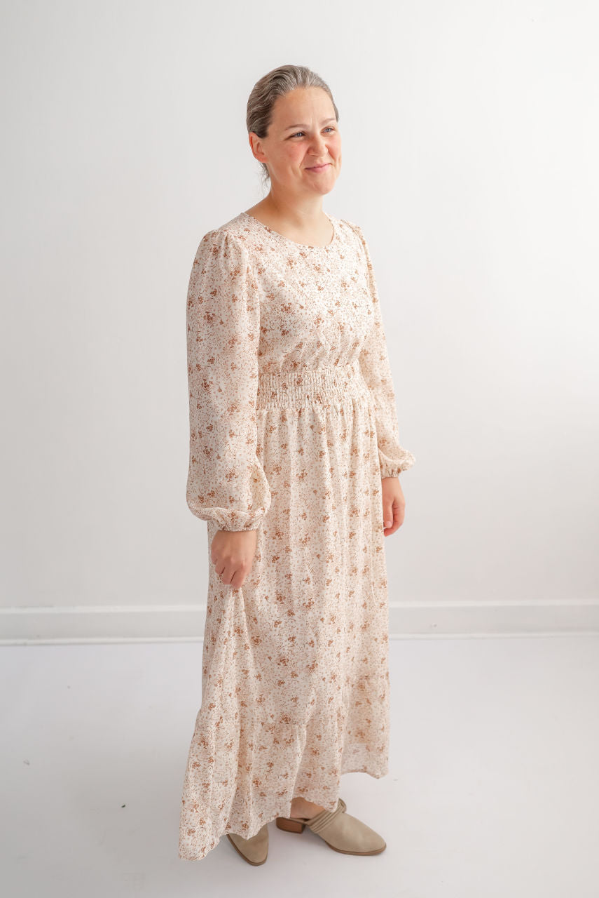 Cambridge Floral Maxi Dress in Hazelnut