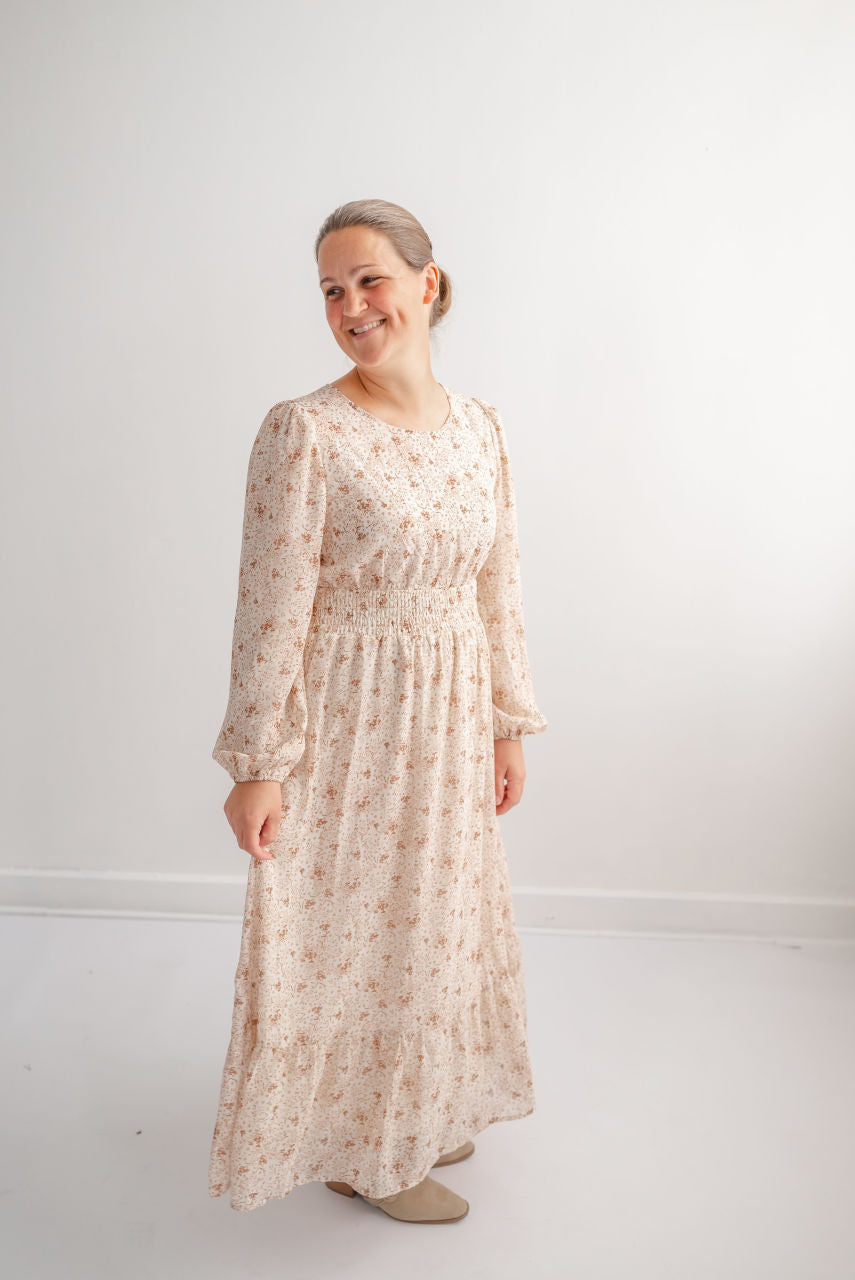 Cambridge Floral Maxi Dress in Hazelnut