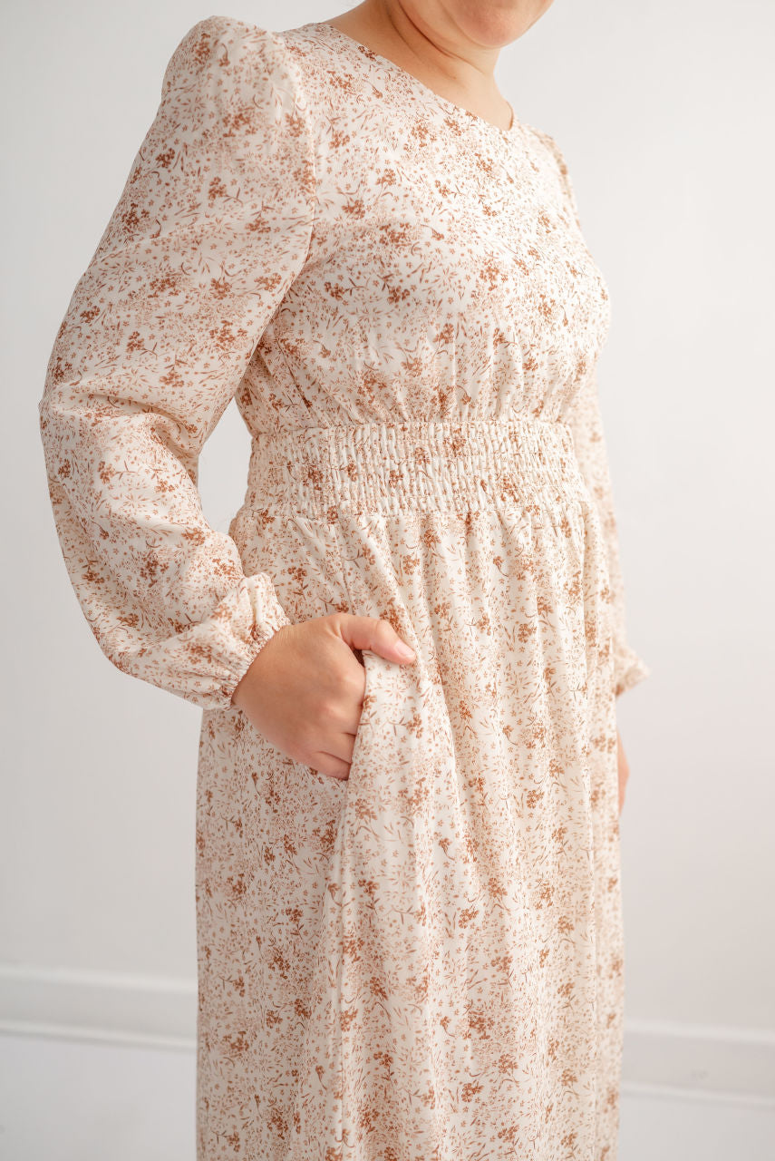 Cambridge Floral Maxi Dress in Hazelnut