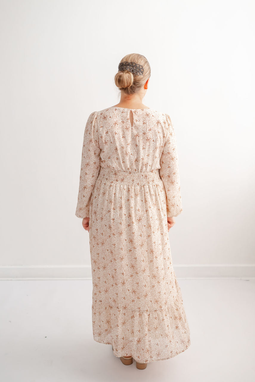 Cambridge Floral Maxi Dress in Hazelnut