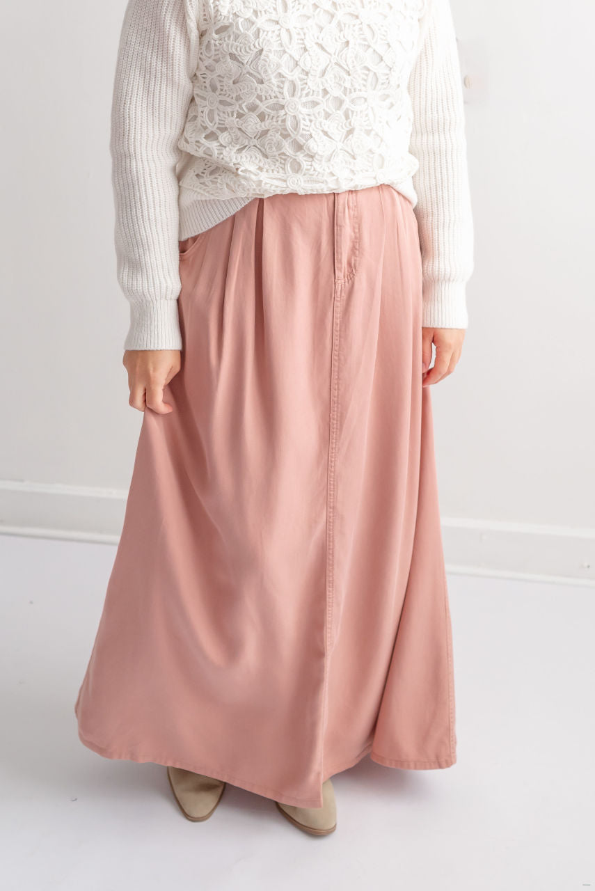 Sicily Maxi Skirt in Rose-Mauve