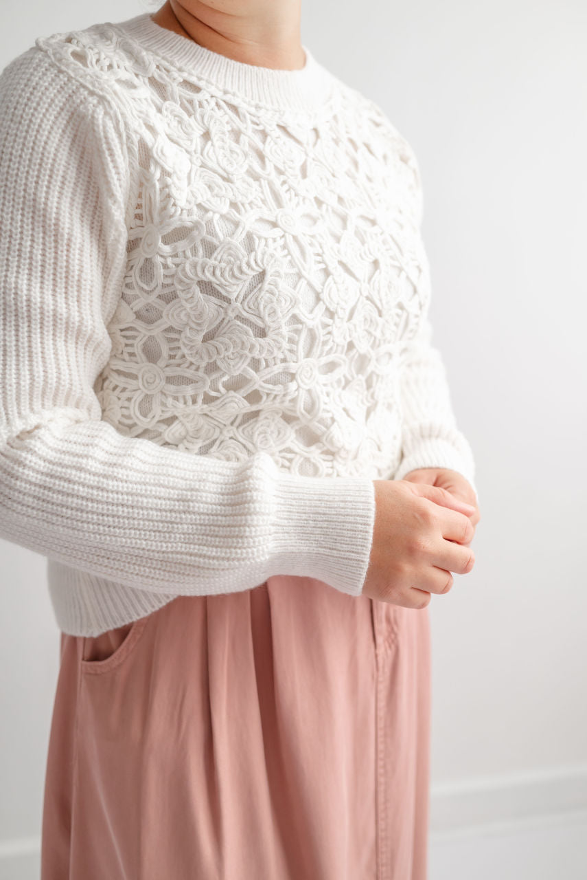 Crosby Crochet Sweater in Cream