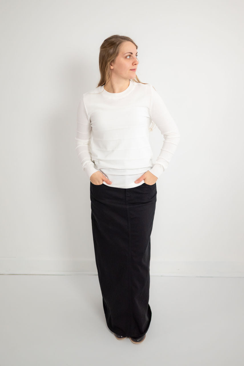 Camille Pintucked Sweater in Ivory