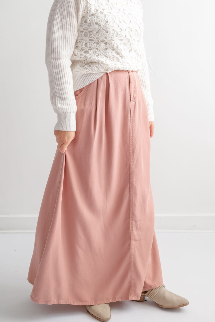 Sicily Maxi Skirt in Rose-Mauve