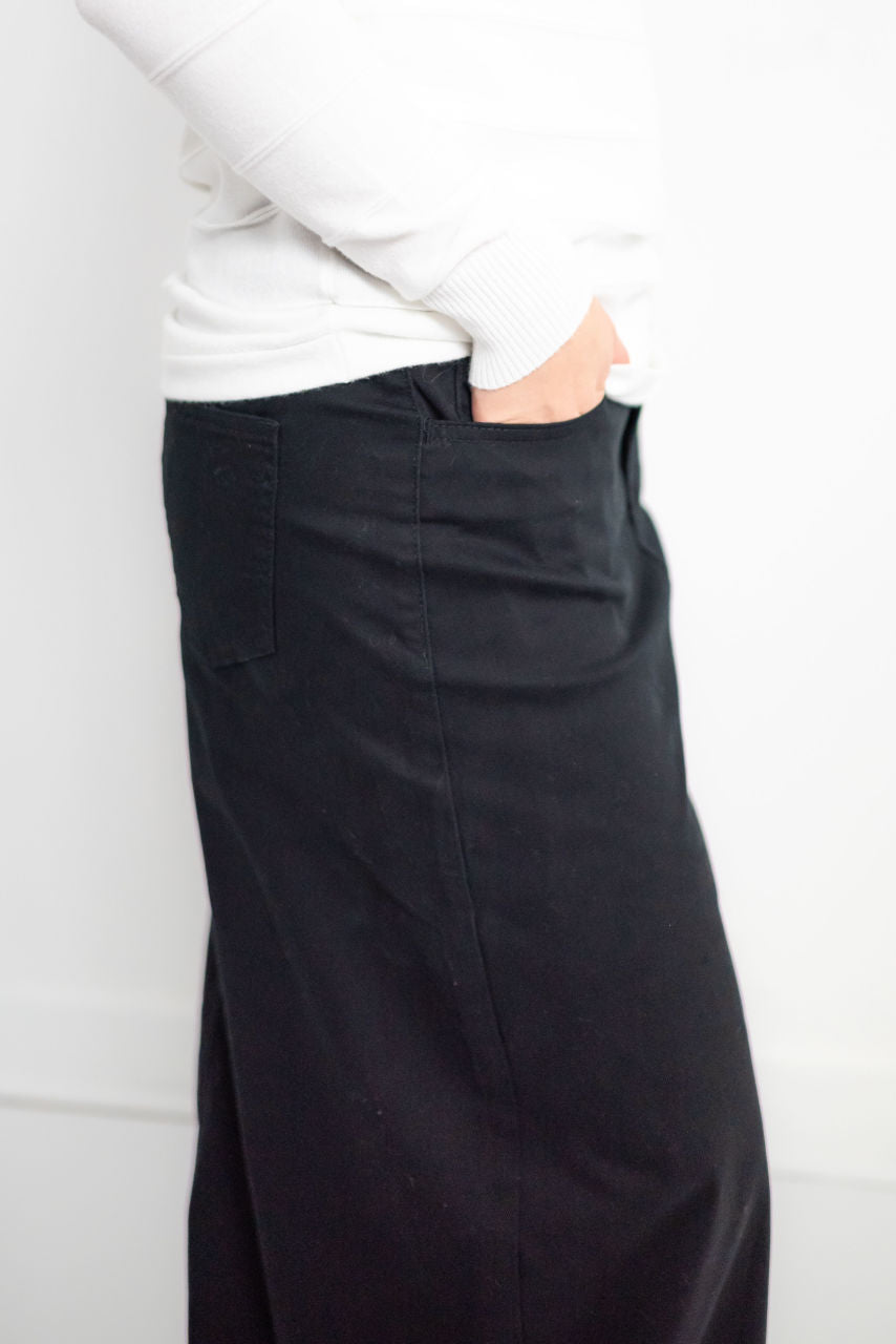 Elizabeth Maxi Skirt in Black Denim