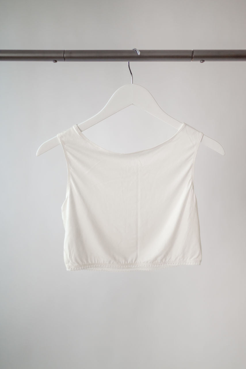 Cropped Layering Tank in French White