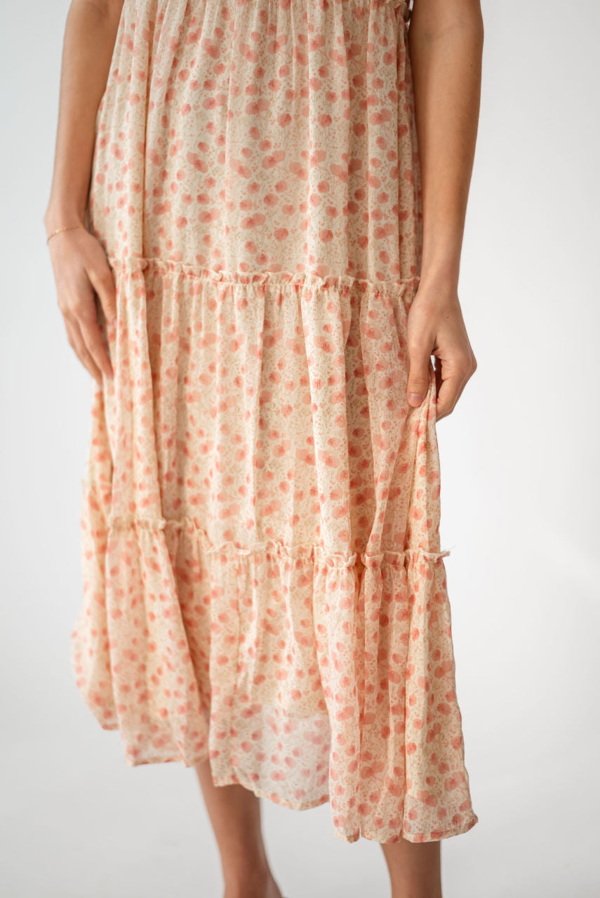 Charlotte Floral Dress in Watercolor Blush