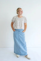 Rosemary Denim Skirt in Light Wash - Rosemary Denim Skirt in Light Wash - S - Salt and Honey
