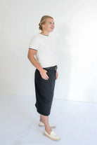 Blythe Midi Denim Skirt in Black - Blythe Midi Denim Skirt in Black - XS - Salt and Honey