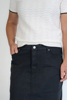 Blythe Midi Denim Skirt in Black - Blythe Midi Denim Skirt in Black - XS - Salt and Honey